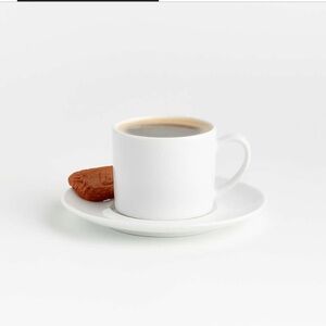 Crate&Barrel White Cup and Saucer Set espresso cup 4 oz